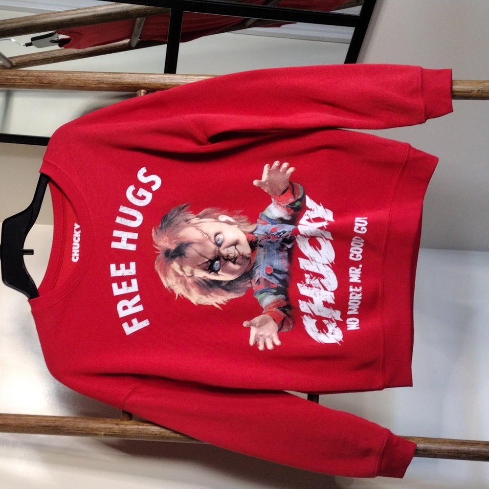 CHUCKY Size Small "Free Hugs" Red Sweatshirt
